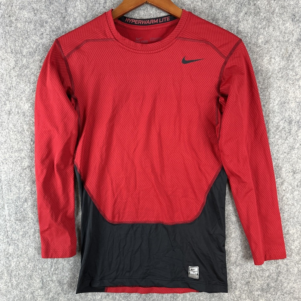 Nike Pro Combat Shirt Mens L Red Hyperwarm Lite Dri-Fit Compression 588890-653